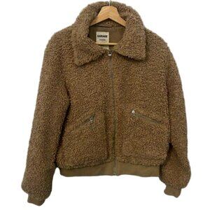 GARAGE BeigeTeddy Sherpa Zip Jacket Fully Lined Women’s Size Medium